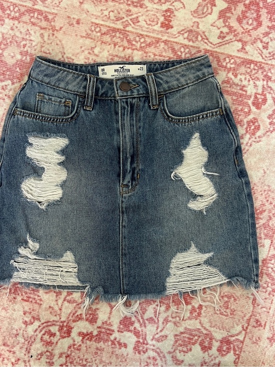 Hollister Dresses & Skirts - Hollister Curvy Ultra High Rise Ripped Denim Skirt